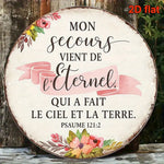 décoration murale vintage plaque circulaire motifs fleurs textes blanc rose