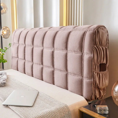 Housse de tête de lit en velours matelassé vert, vue de face