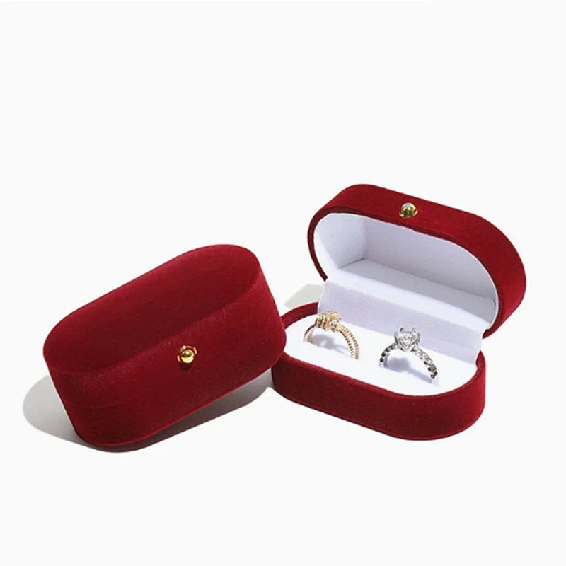 boîtes alliances velours rouge gris bleu vert mariages boutons dorés classiques portables rangement bijoux