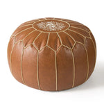 pouf marron clair cuir motifs géométriques imperméable moderne éthnique adhésif couverture seule 50x50cm