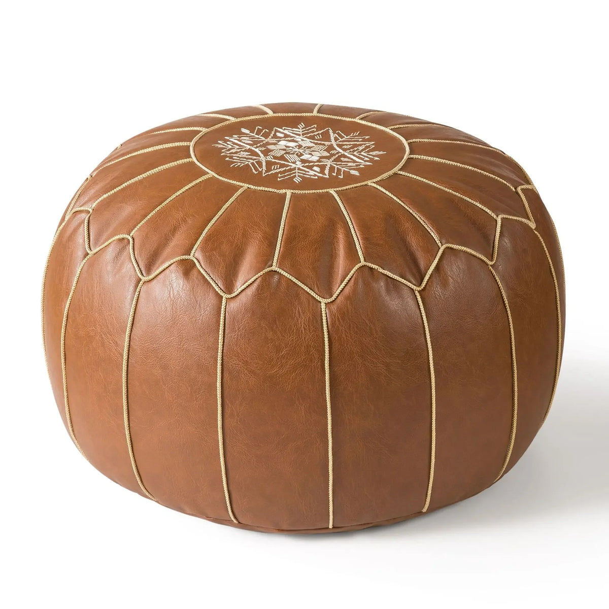 pouf marron clair cuir motifs géométriques imperméable moderne éthnique adhésif couverture seule 50x50cm