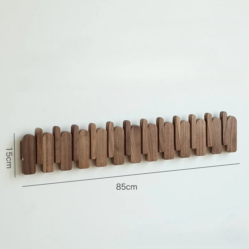 porte clés mural bois naturel moderne marron clair fixations adhésives sacs peluches hooks entrée