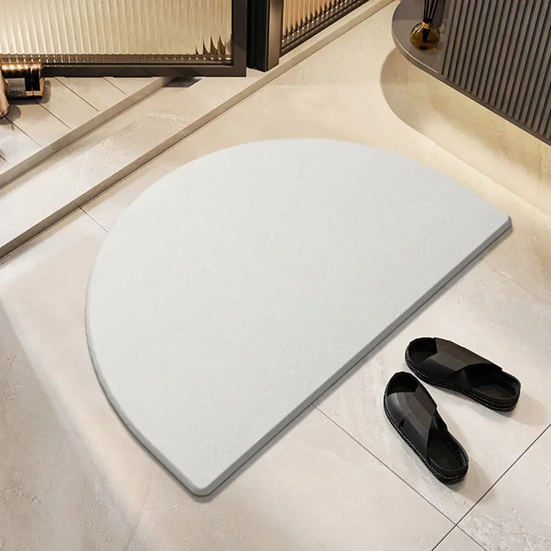 tapis bain diatomée absorbant rapide antidérapant moderne gris clair uni respectueux environnement