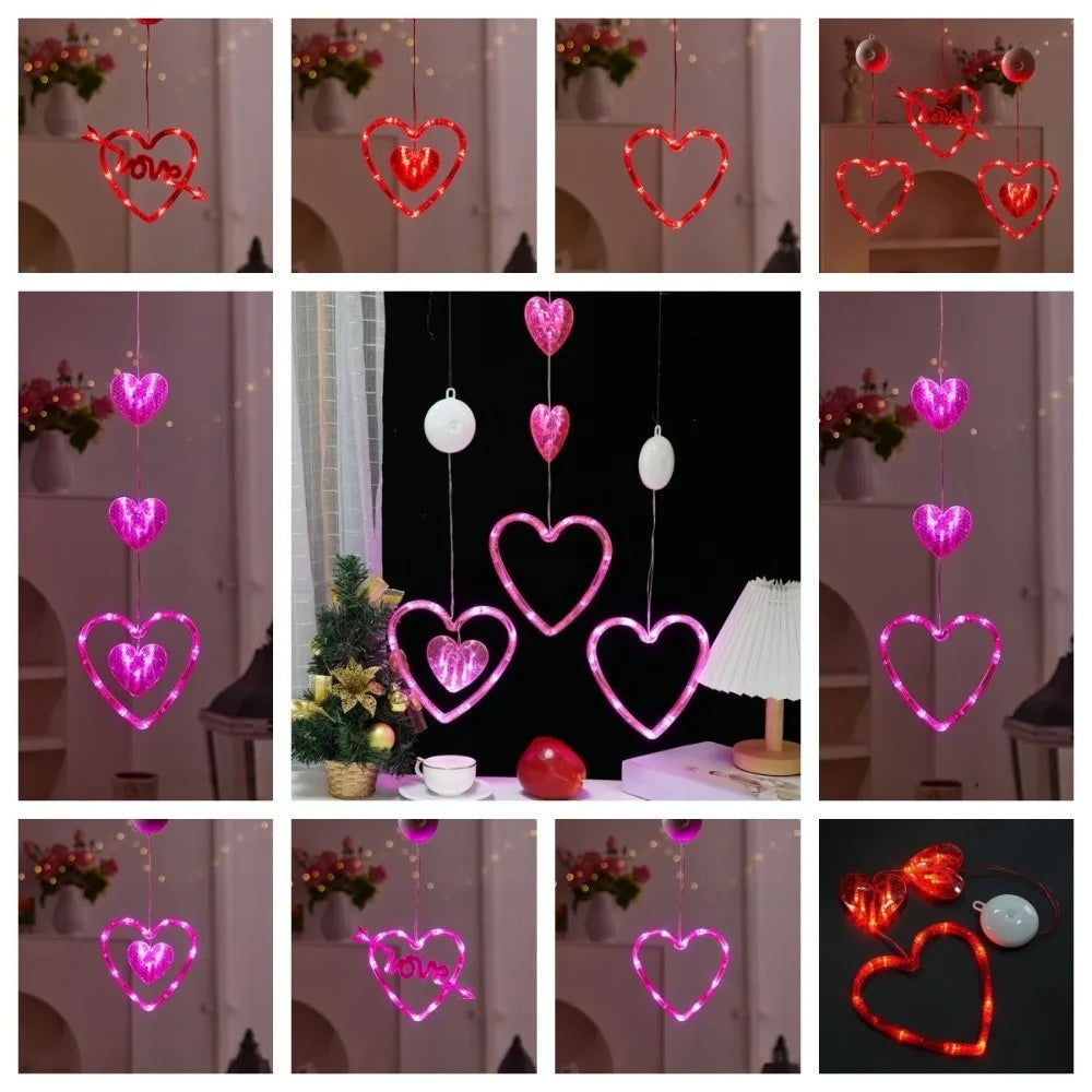 guirlande lumineuse coeur rose leds brillantes moderne mariage anniversaire déco festive