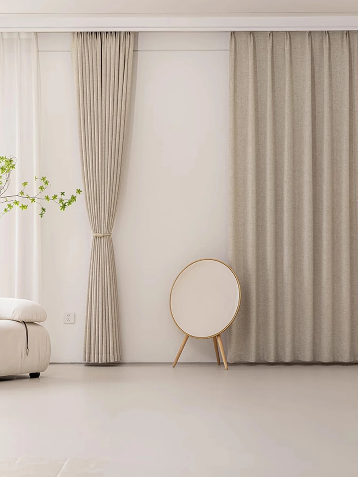 rideau moderne beige clair texture lin opacité fenêtre balcon intérieur maison japonais décoratif