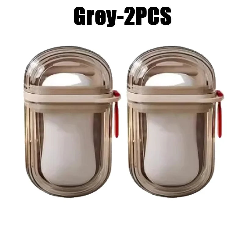 porte savon transparent moderne boîte couvercle plateau drainage gris rouge pratique salle bain