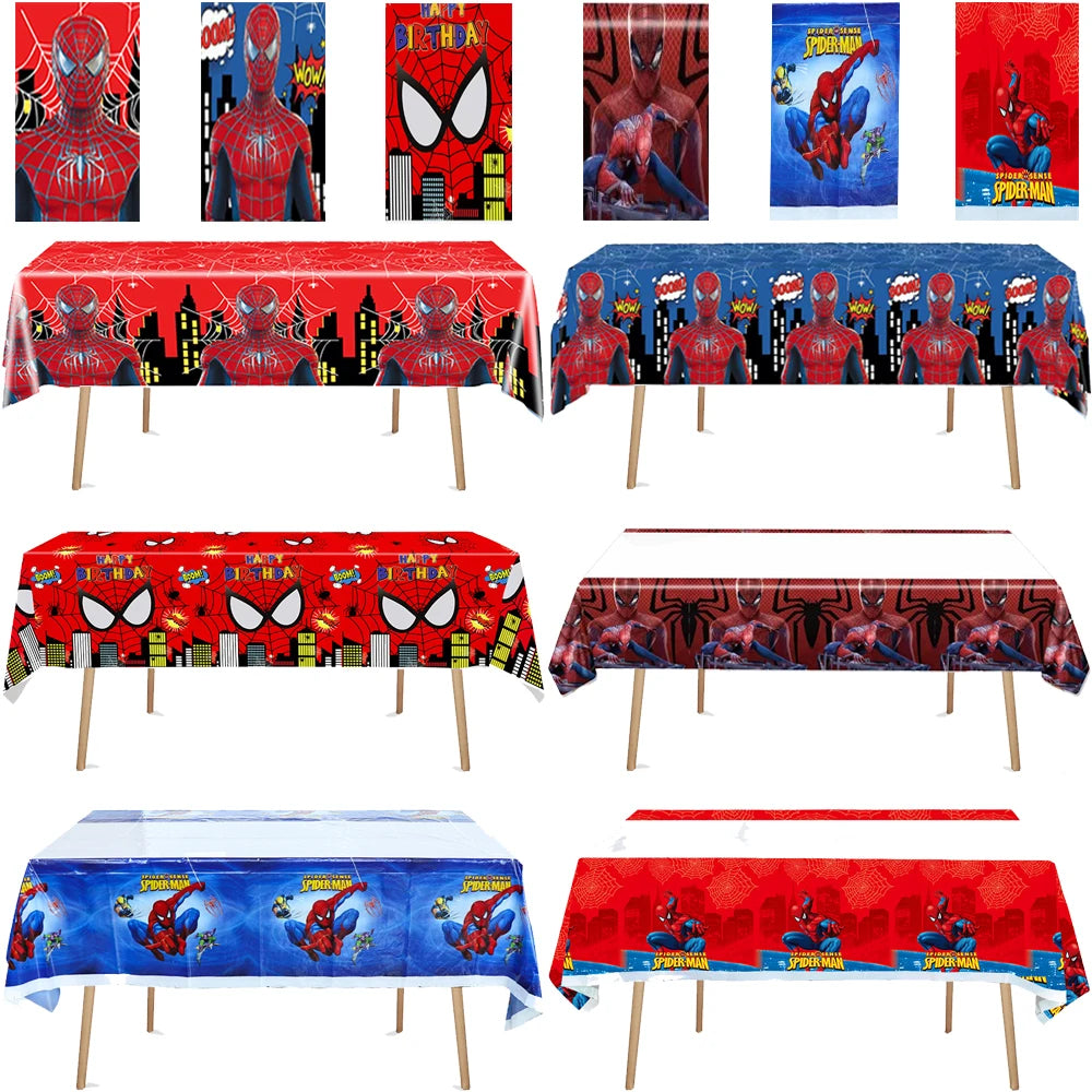 nappe jetable spiderman rouge bleu anniversaire fête thème super héros decoration enfants happy birthday