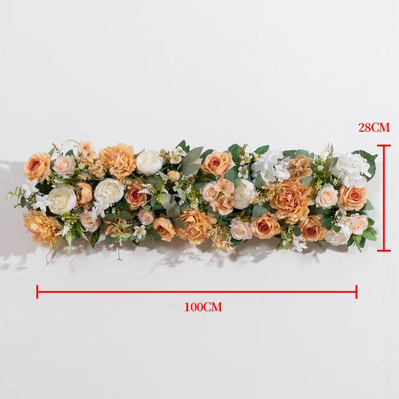 guirlande florale artificielle fleurs roses feuilles vertes décoration intérieure classique 100x28cm anniversaire mariage