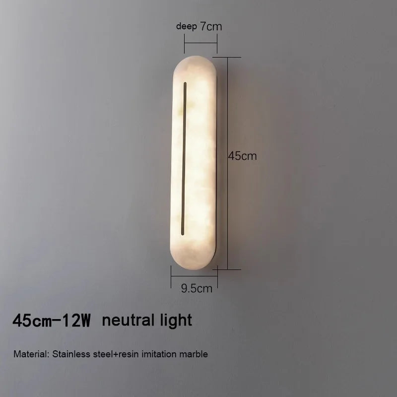 lampe murale moderne marbre imitation extérieure blanc crème gris foncé lumière chaude minimaliste
