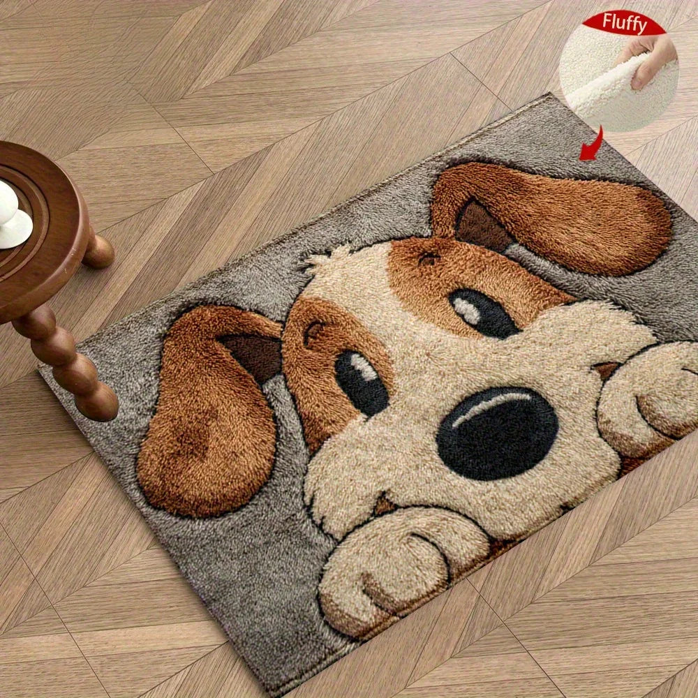 tapis gris chien doux anti dérapant maison salle bain 60x90cm