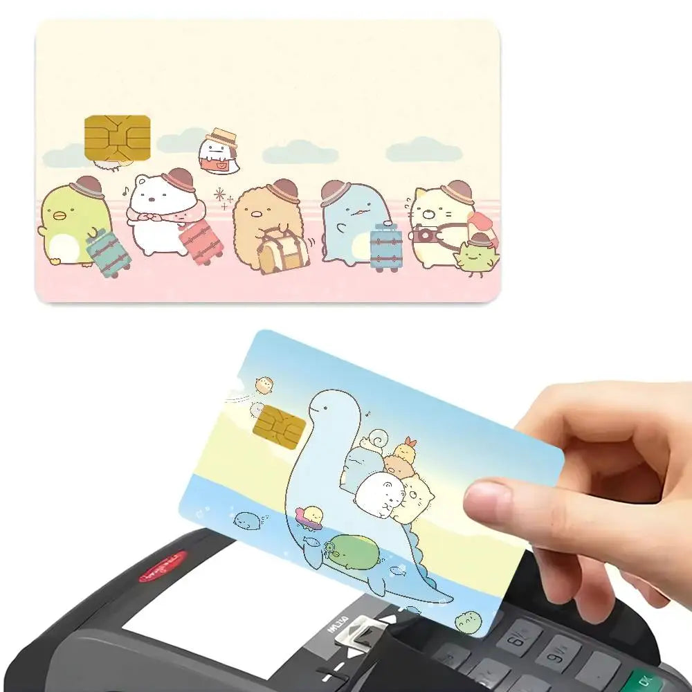 adhésifs décoratifs cartes bancaires dessin animé personnages mignons accessoires beige rose bleu vert marron