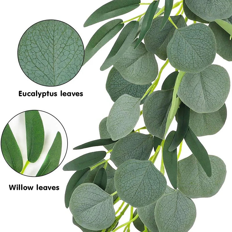 Guirlande eucalyptus artificiel vert détail feuilles
