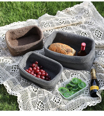 paniers rangement tissés marron gris fruits serviettes moderne minimaliste nordique pliables utilisation multiple