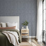 papier peint autoadhésif effet rayures verticales gris bleu marine moderne résistant humidité salon chambre