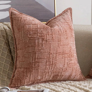 housse coussin carré motif géométrique polyester contemporain beige clair décoration lit canapé voiture