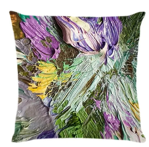 taie d'oreiller violet fleur abstraite 45x45cm zip closure moderne salon chambre coucher