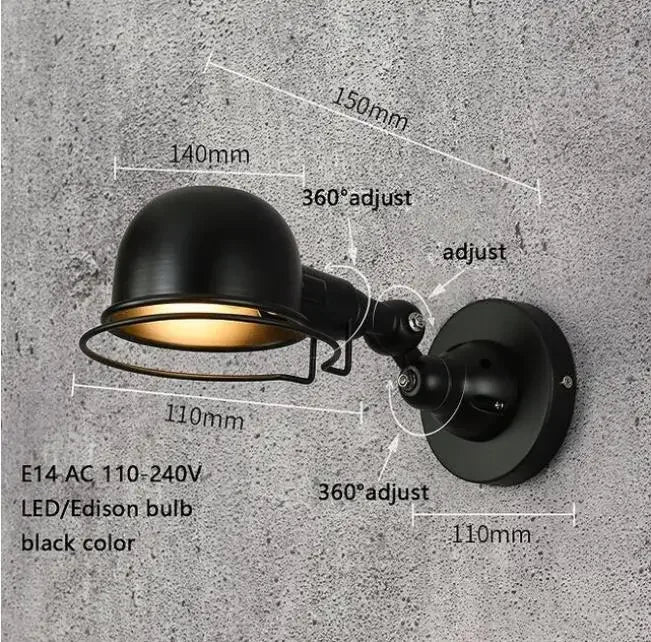 lampe murale articulée industrielle moderne vert gris blanc rouge noir opacité LED Edison