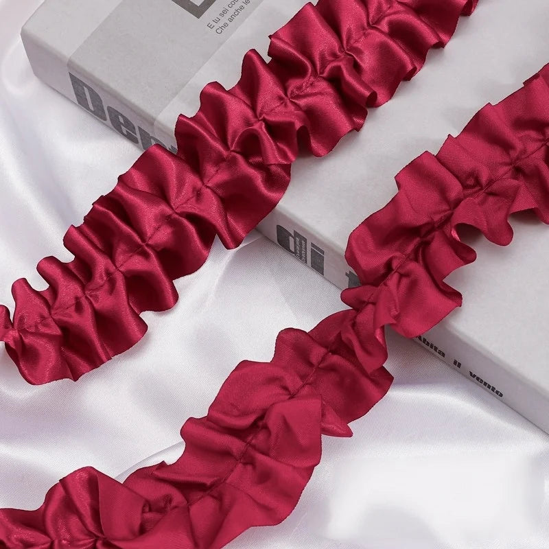 ruban plissé satiné largeur pouces polyester couleur unie rouge blanc noir rose clair decoration