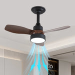 ventilateur moderne led pales réversibles télécommande blanc bois naturel