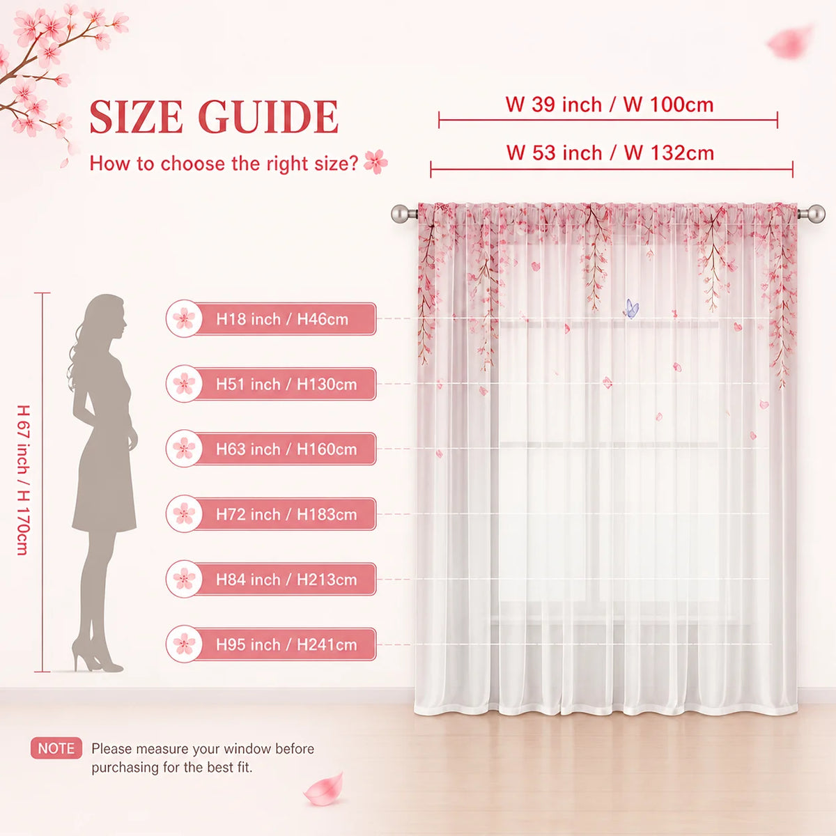 rideau floral transparent rose semi opaque japonais intérieur romantique chambre salonDecorationInteriorRomantiqueJaponaisChambreSalon