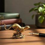 statue léopard bronze doré décoration intérieure animalière classique ornement maisonscrição