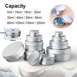 boîtes métalliques rondes argentées couvercle vis 5ml 10ml 15ml 20ml 30ml 40ml 50ml 60ml