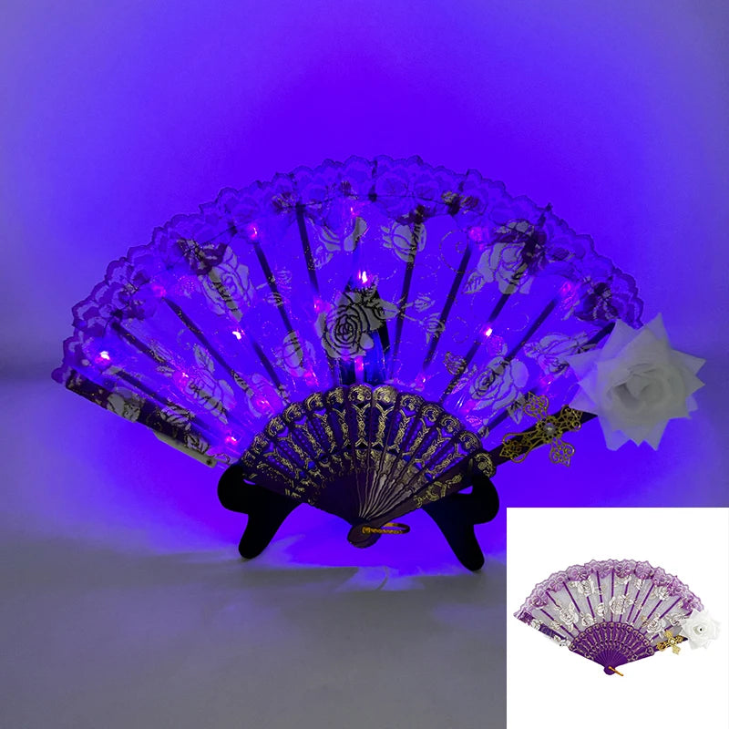 éventails lumineux dentelle roses brodées clips transparents classiques filles femmes