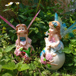 statues fées décoratives résine colorées ailes translucides robes ornées fleurs accessoires pastoralesextérieurintérieur