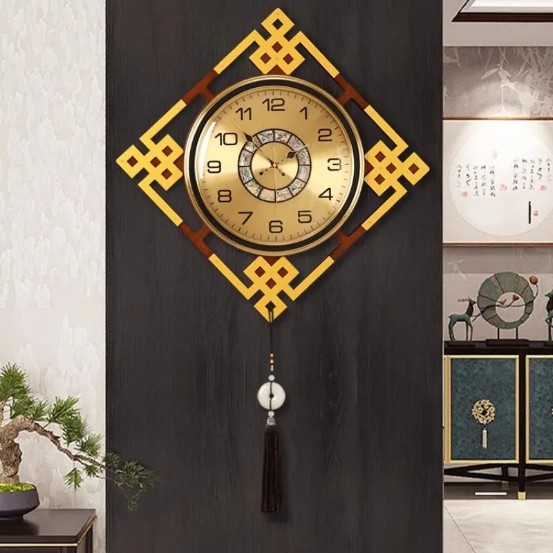 horloge murale or noir motif géométrique tissu classique tassel moderne