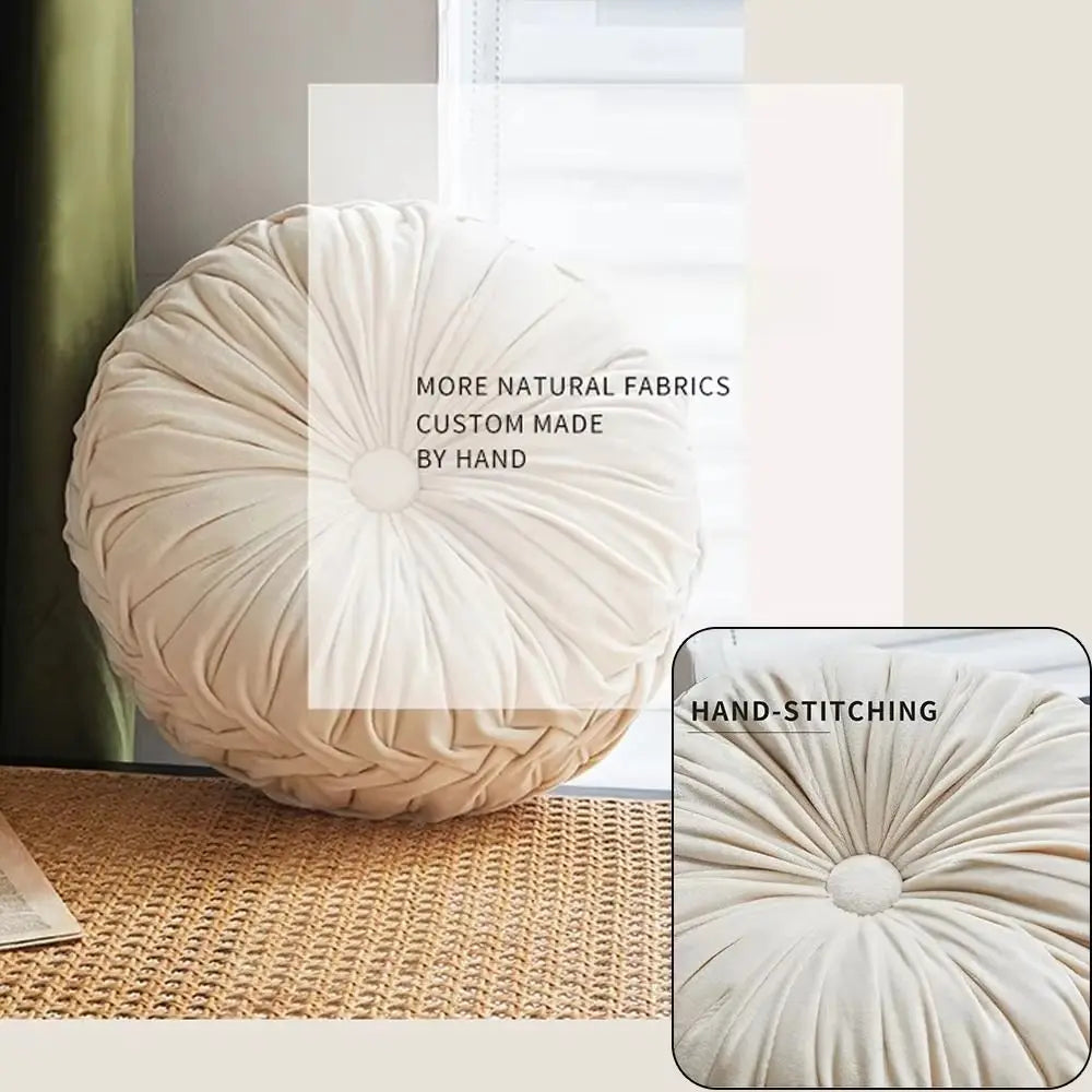 coussin velours plissé marron clair beige rose pâle moderne élégant 38cm