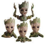cache pot créatif marron vert texture bois personnage groot fleur intérieur décoration maison artisanat