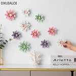 décoration murale fleur céramique moderne vert rose blanc violet feuilles adhésif salon chambre