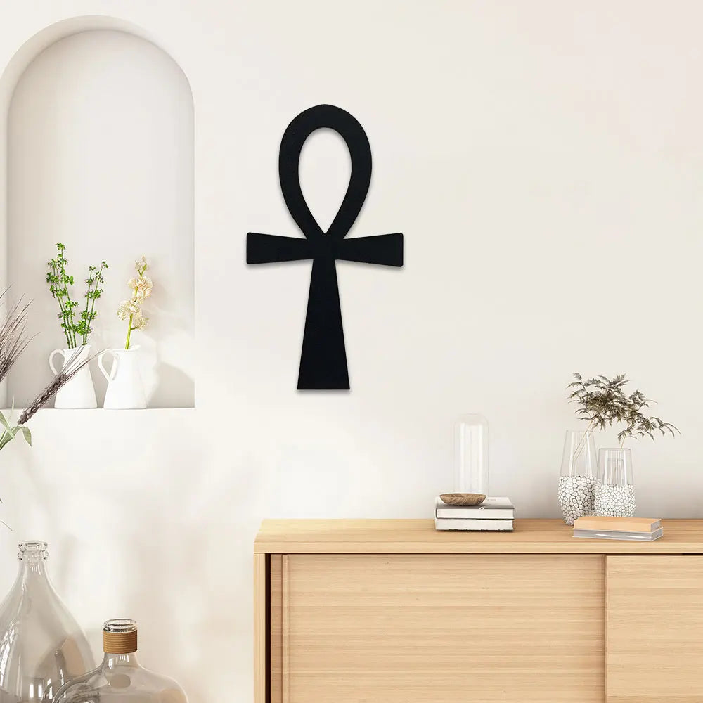 symbole ankh noir art métal décoration murale classique minimalisteintérieur objet déco