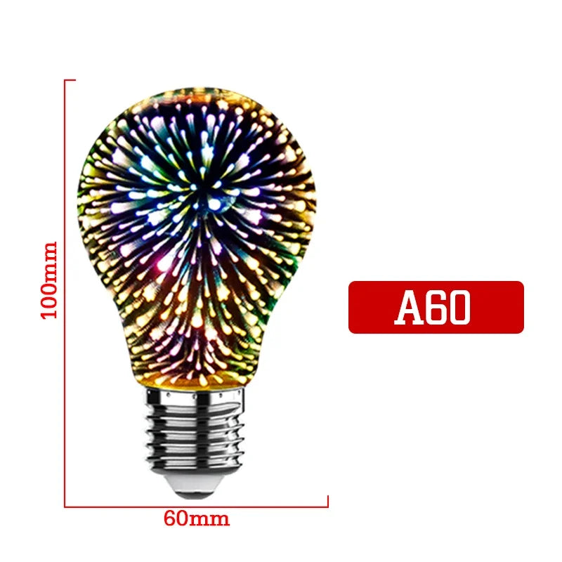 ampoule led décorative 3d fireworks multicolore base e27 moderne 30000h