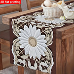 nappe lin marron motifs tournesols floral vintage dimension 90x35 150x59