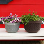 pots fleurs suspendus tissés gris orange beige modernes balconextérieur