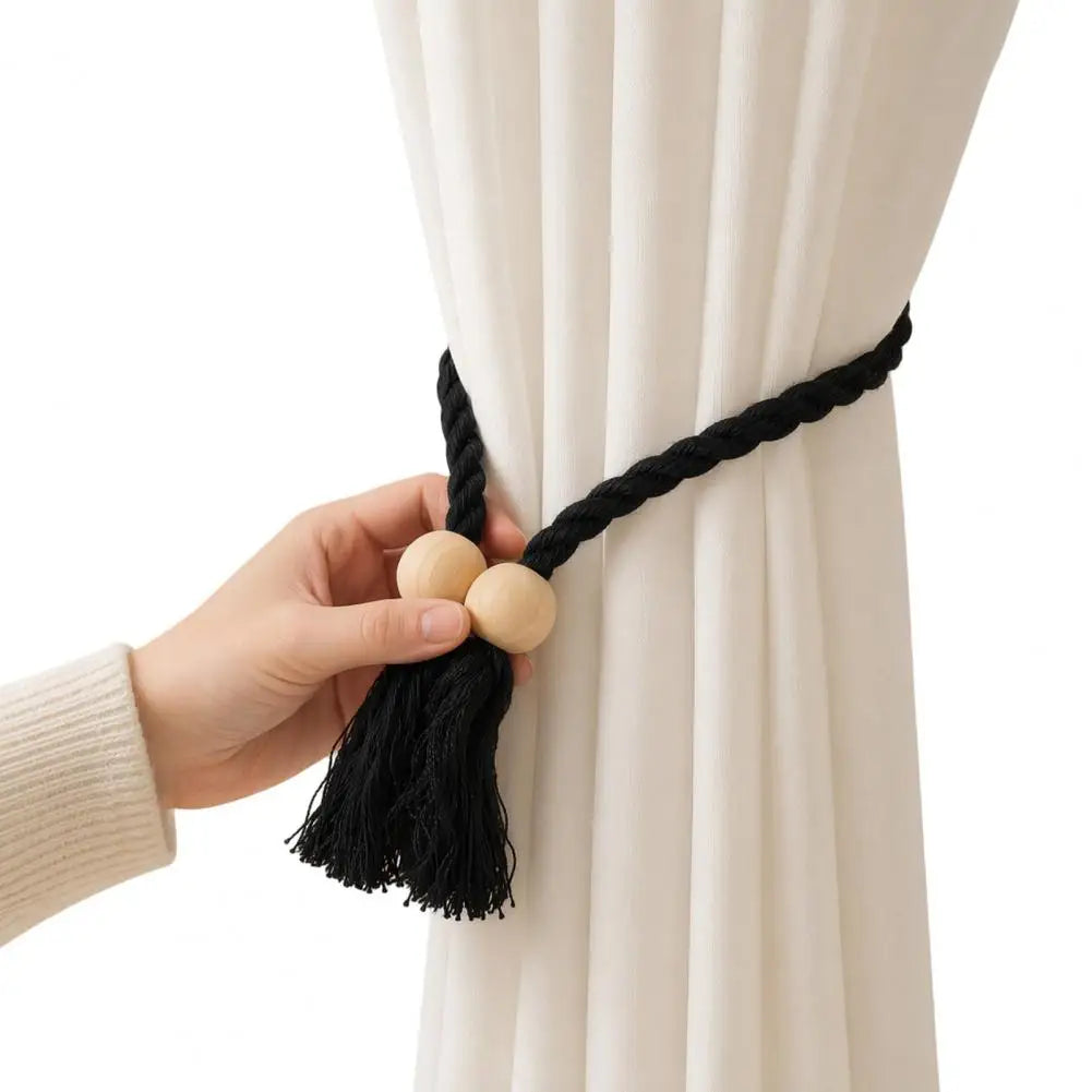 ruban fenêtre tissé franges bois vert blanc noir beige moderne rustique 60cm opaques