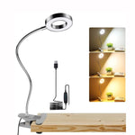 lampe clipable led anneau lumineux noir argenté moderne télécommande usb adjustable