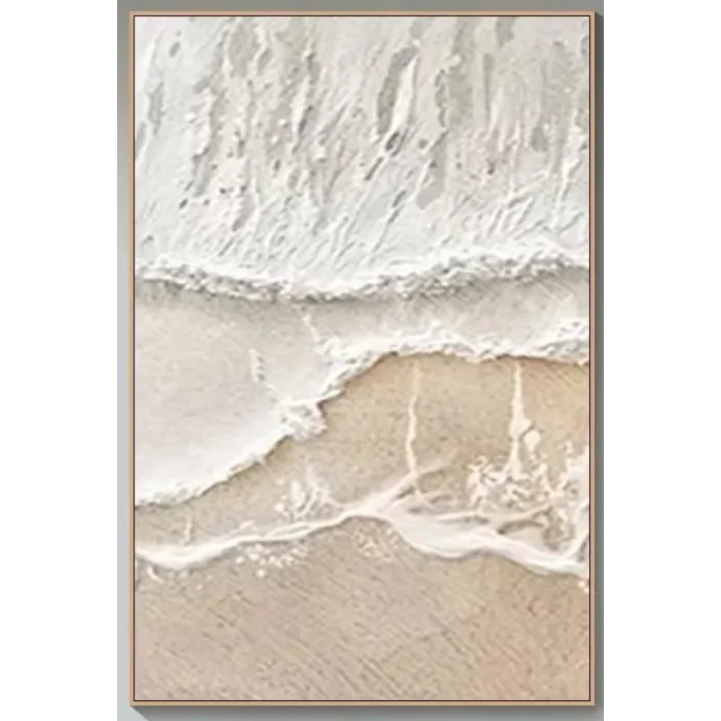 tableau mural abstrait vague plage beige texture sable art moderne décoration salon chambre salon