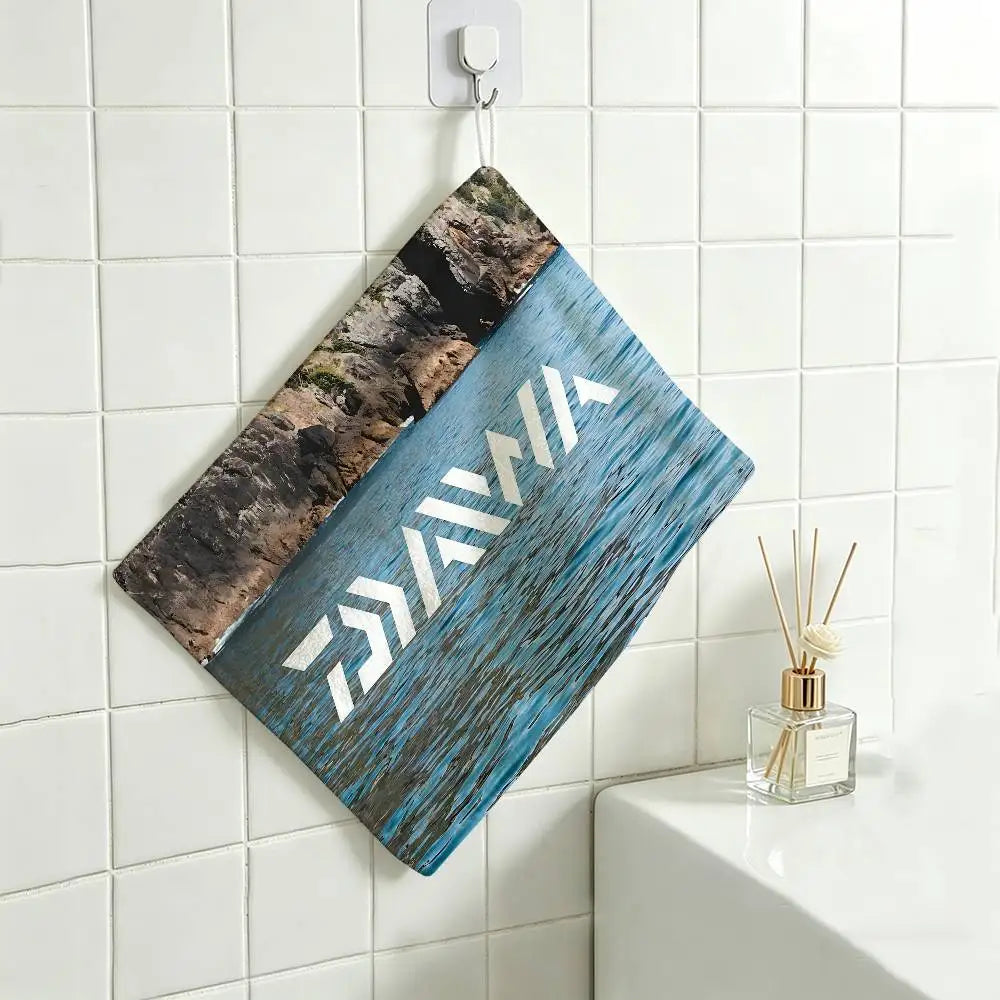 gant toilette noir bleu blanc logo daiwa motif floral durable maison restaurant