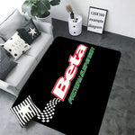 tapis sol noir motif moto beta racing drapeau italien décoration maison moderne antidérapant