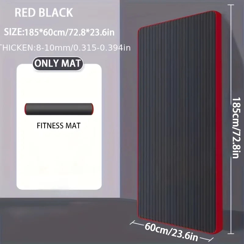 tapis fitness noir rouge rayures horizontales surface rugueuse moderne épais 15mm