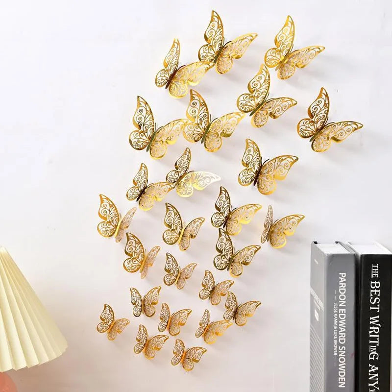 décoration gâteau papillons ornements floraux adhésifs or argent bleu rouge rose vàng trắng