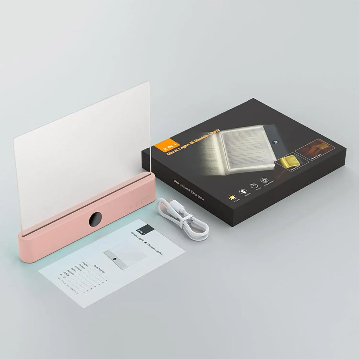 lampe lecture led rechargeable mode tactile intensité variable noir rose blanc moderne minimaliste
