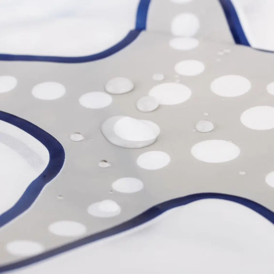 rideau douche moderne motif marin coquilles étoiles mer blanc bleu gris