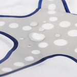 rideau douche moderne motif marin coquilles étoiles mer blanc bleu gris