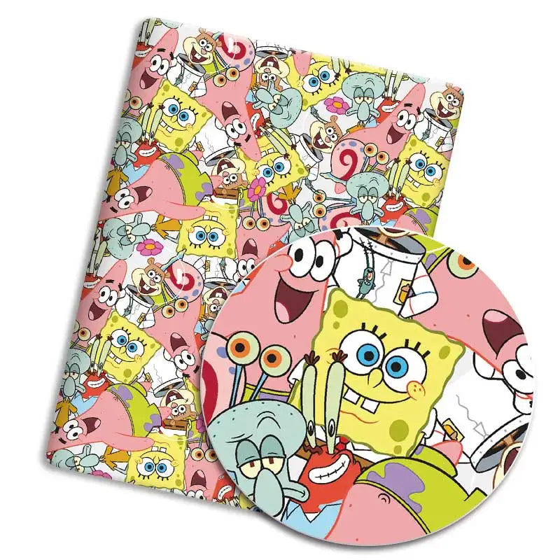 coussin pop art personnages animés bob l'éponge bleu rose polyester