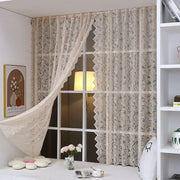 Voilage en dentelle beige perlée style français, rideau décoratif sans perçage pour salon et chambre