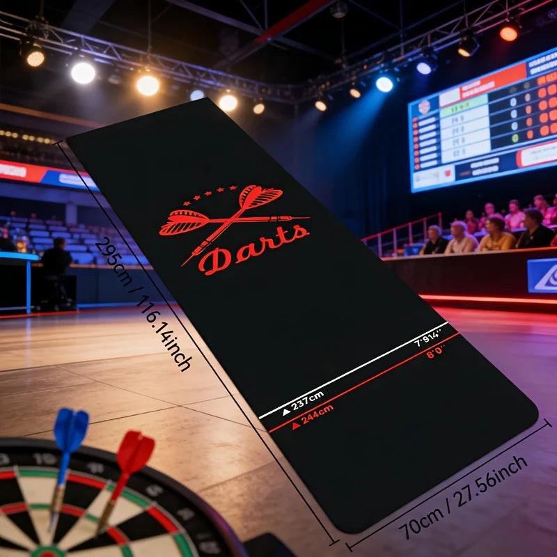 tapis fléchettes darts logo rouge antidérapant polyester moderne noirintérieurextérieur