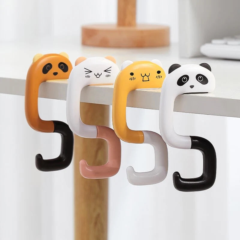 porte cordon mignon adhésif chat panda rose pâle blanc noir